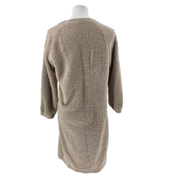 Sleepy Bear Womens Long Plush Pajama Dress Small Beige Sherpa Fleece Cozy Wear - Picture 4 of 12